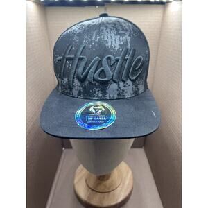 Hustle OG Snapback Hat Black With Splatter Paint background Embroidered Spellou
